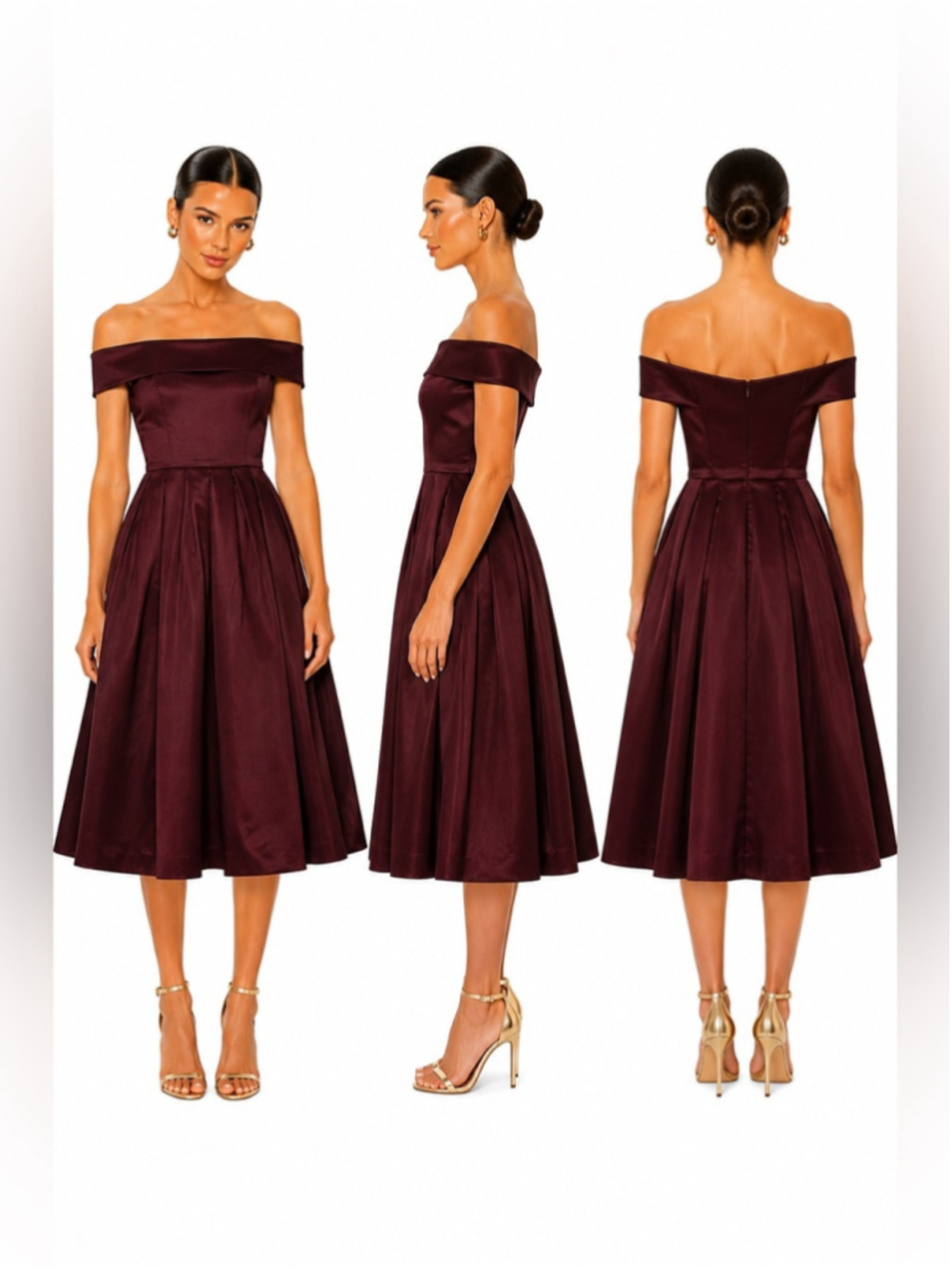 EVER NEW Melbourne Burgundy Off Shoulder Fit & Flare Cocktail Dress US 4